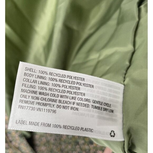 Universal Thread Womens Puffer Vest Sherpa Collar Green Micro Floral Size L - Picture 7 of 10